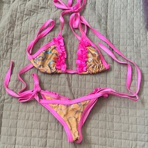 iHeartRaves Pink and Gold Bikini Set